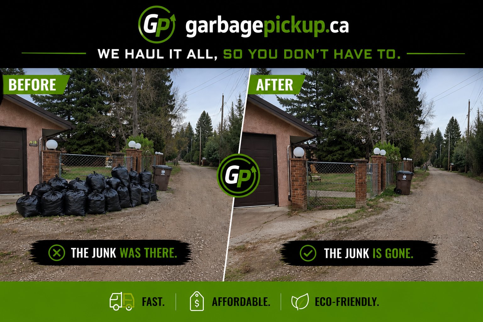 Before and after — 23 bags of garbage removed in Brooks, Alberta